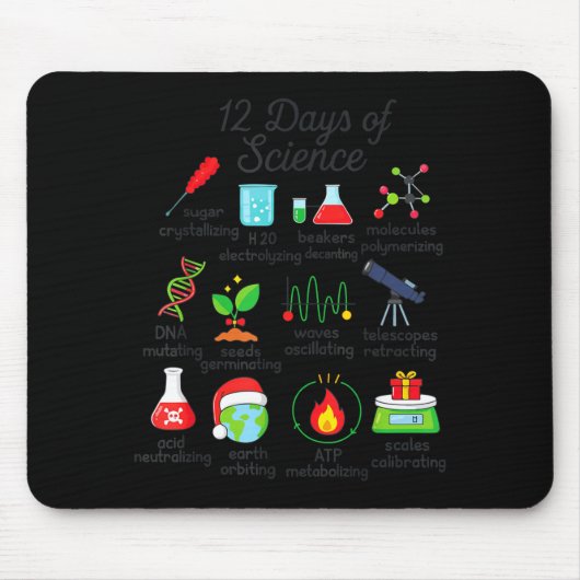 12 Days Of Science Funny Science Teacher Christmas Mousepad (Vorne)
