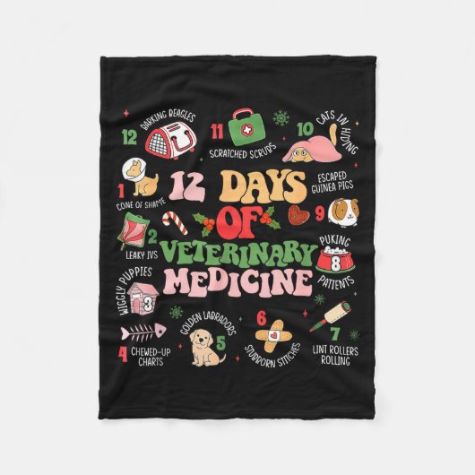 12 Days Of Veterinary Medicine Funny Christmas Vet Fleecedecke (Vorderseite)