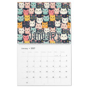 12 Designs für Niedliche Katzen - Nahtlose Muster Kalender (Jan 2027)