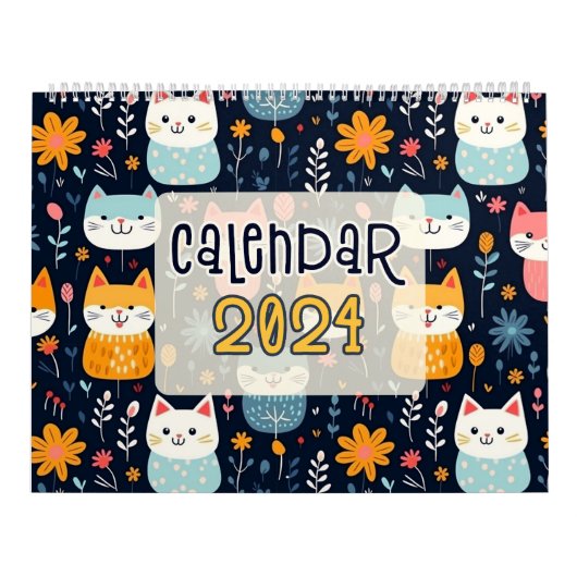 12 Designs für Niedliche Katzen - Nahtlose Muster Kalender (Titelbild)