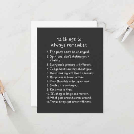 12 Dinge, die man sich immer merken sollte Karte (Vorderseite/Rückseite Beispiel)