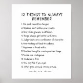 12 Dinge zu bedenken - Motivierend Poster (Vorne)