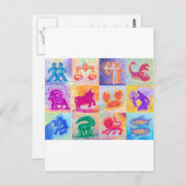 12 Dioxalzeichen pastellfarben Postkarte (Vorne/Hinten)