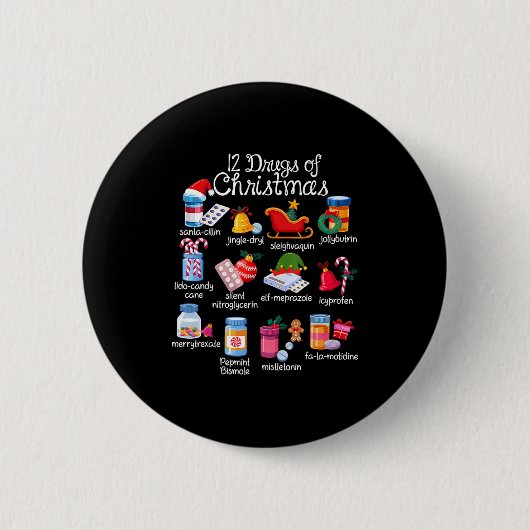 12 Drugs Of Christmas Pharmacist Technician Pharma Button (Vorderseite)