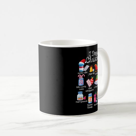 12 Drugs Of Christmas Pharmacist Technician Pharma Kaffeetasse (VorderseiteRechts)