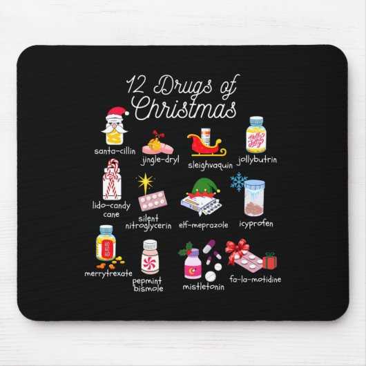 12 Drugs Of Christmas Pharmacist Technician Pharma Mousepad (Vorne)