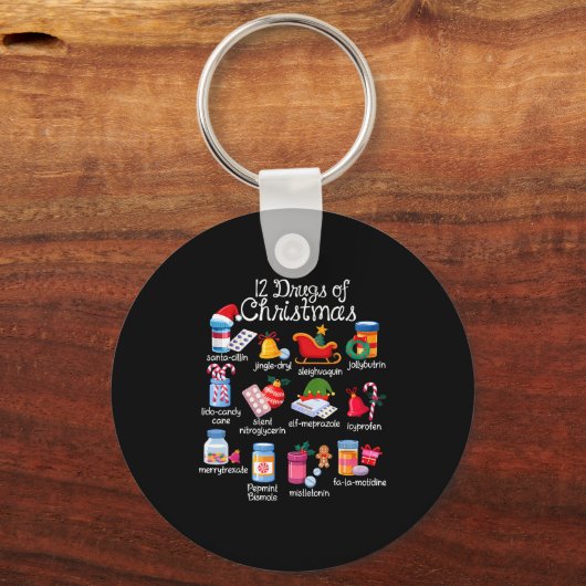 12 Drugs Of Christmas Pharmacist Technician Pharma Schlüsselanhänger (Vorderseite)