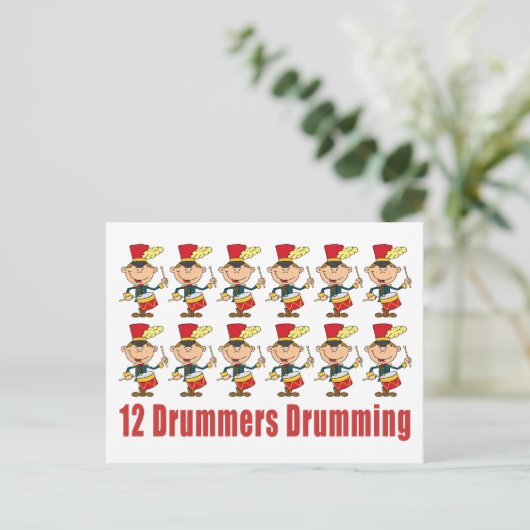 12 Drummer Drumming Postkarte (Stehend Vorderseite)