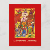 12 Drummer Feiertagspostkarte (Vorderseite)