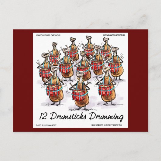 12 Drumsticks Drumming Rick London Funny Postkarte (Vorderseite)