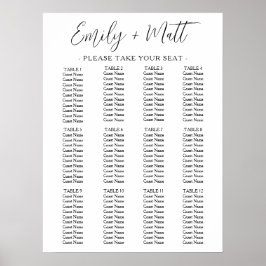 12 einfache, moderne Hochzeitssitzkarte Poster