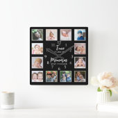 12 Erinnerungen für Fotokollaps Bleibe Kostenvoran Quadratische Wanduhr (Zuhause)