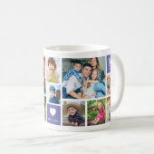 12 Family Photo Collage Quote Monogrammed Purple Kaffeetasse (VorderseiteRechts)