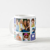12 Family Photo Collage Quote Monogrammed Purple Kaffeetasse (Vorderseite Links)
