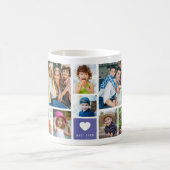 12 Family Photo Collage Quote Monogrammed Purple Kaffeetasse (Mittel)