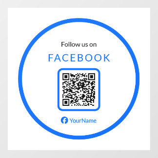 12" Folgen Sie uns auf Facebook QR-Code Blau Fensteraufkleber