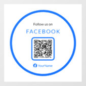 12" Folgen Sie uns auf Facebook QR Code Blue Fensteraufkleber (Blatt)