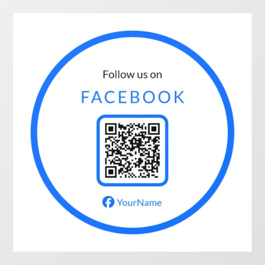 12" Folgen Sie uns auf Facebook QR Code Blue Fensteraufkleber (Blatt)
