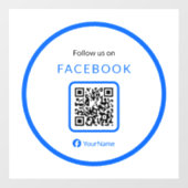 12" Folgen Sie uns auf Facebook QR Code Blue Fensteraufkleber (Blatt)