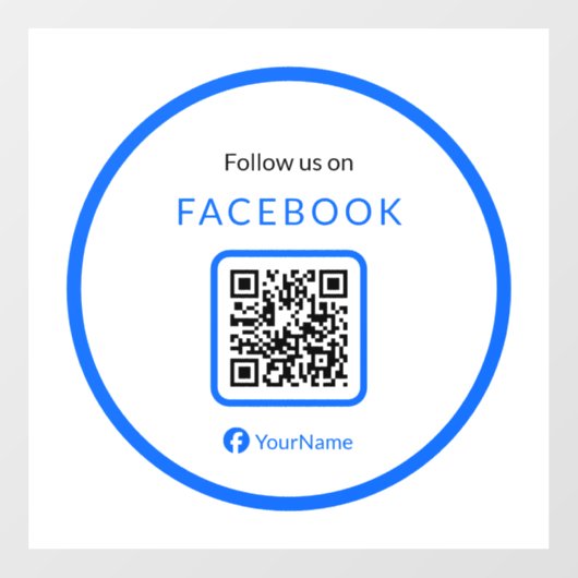 12" Folgen Sie uns auf Facebook QR Code Blue Fensteraufkleber (Blatt)