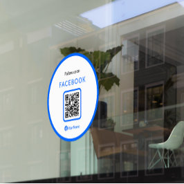 12" Folgen Sie uns auf Facebook QR Code Blue Fensteraufkleber