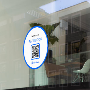 12" Folgen Sie uns auf Facebook QR Code Blue Fensteraufkleber