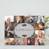 12 Foto Abschluss Collage-6x8 Grad Bekanntgabe Einladung (Stehend Vorderseite)