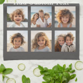 12 Foto-Collage Anthrazitgrau Moderne Schrift Geschirrtuch (Gefaltet)