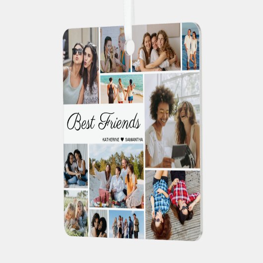 12 Foto Collage Best Friends Forever C Ornament Aus Metall (Vorderseite links)