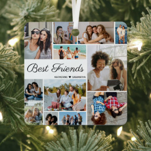 12 Foto Collage Best Friends Forever C Ornament Aus Metall