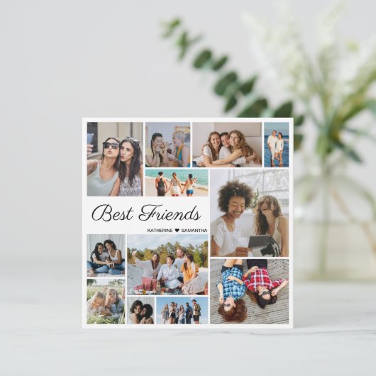 12 Foto Collage Best Friends Forever Flat Card (Stehend Vorderseite)
