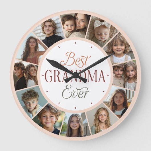 12-Foto-Collage Beste Oma überhaupt Große Uhr (Vorderseite)