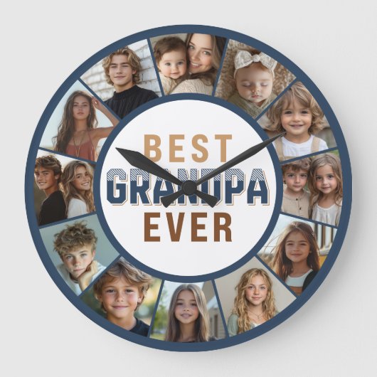 12 Foto-Collage-Bester-Opa-aller-Zeiten Große Uhr (Vorderseite)