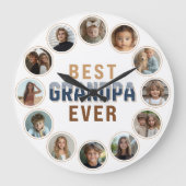 12 Foto-Collage Bester Opa Aller Zeiten Große Wanduhr (Vorderseite)