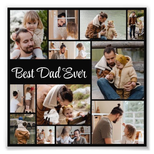 12 Foto-Collage Bester Vater Aller Zeiten Foto-Ver Fotodruck (Vorne)