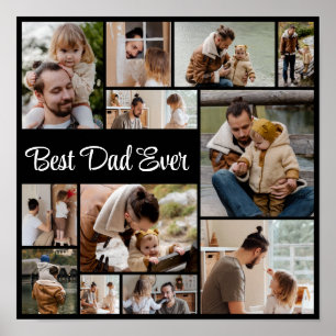 12 Foto-Collage Bester Vater Aller Zeiten Poster