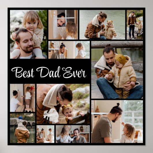 12 Foto-Collage Bester Vater Aller Zeiten Poster (Vorne)