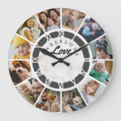 12 Foto Collage Custom Family Liebe Große Wanduhr (Vorderseite)