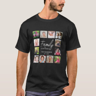 12 Foto-Collage Familie Ist Alles Zitat Name T-Shirt