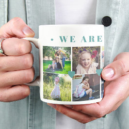 12 Foto Collage Familienname und grüne Herzen Kaffeetasse