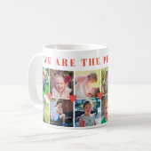 12 Foto Collage Familienname und rote Herzen Kaffeetasse (Vorderseite Links)