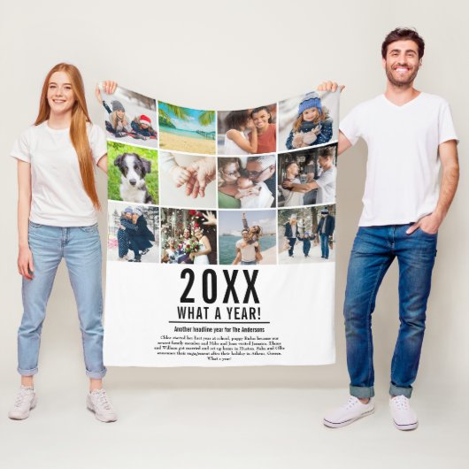 12 Foto Collage Family Year in Review Modern Fleecedecke (Beispiel)