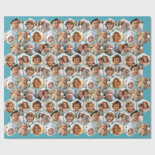 12 Foto Collage - Funky hexagon Honeycomb Muster Geschenkpapier (Flach)