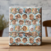 12 Foto Collage - Funky hexagon Honeycomb Muster Geschenkpapier