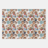 12 Foto Collage - Funky hexagon Honeycomb Muster Geschenkpapier Set (Vorderseite)