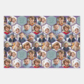 12 Foto Collage - Funky hexagon Honeycomb Muster Geschenkpapier Set (Vorderseite 3)