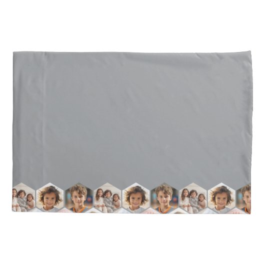 12 Foto Collage - Funky hexagon Honeycomb Muster Kissenbezug (Rückseite)