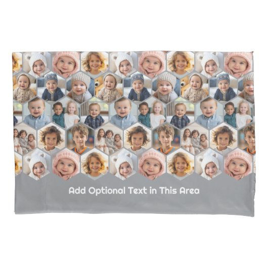 12 Foto Collage - Funky hexagon Honeycomb Muster Kissenbezug (Vorderseite)