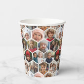 12 Foto Collage - funky hexagon Honeycomb Pappbecher (Rückseite)