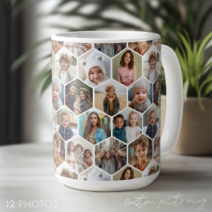 12 Foto-Collage - funky hexagonales Muster Kaffeetasse